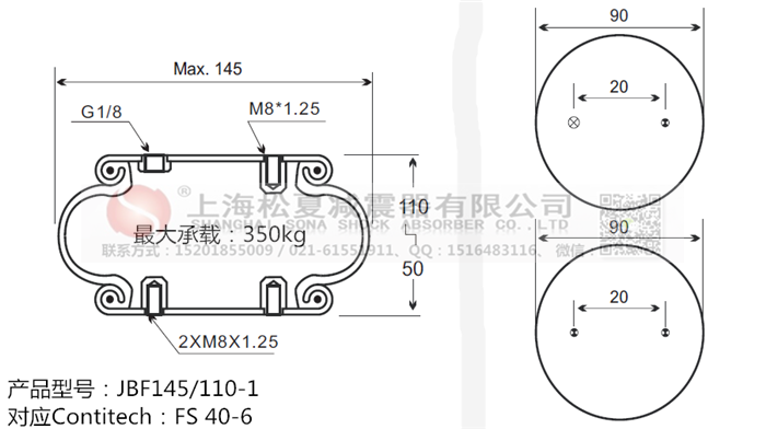 JBF145/110-1橡膠<a href='http://m.aj7.com.cn/' target='_blank'><u>空氣彈簧</u></a>