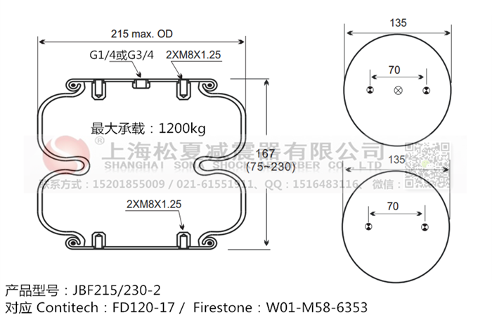 JBF215/230-2橡膠<a href='http://m.aj7.com.cn/' target='_blank'><u>空氣彈簧</u></a>