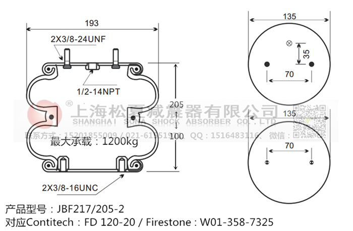 JBF217/205-2橡膠<a href='http://m.aj7.com.cn/' target='_blank'><u>空氣彈簧</u></a>