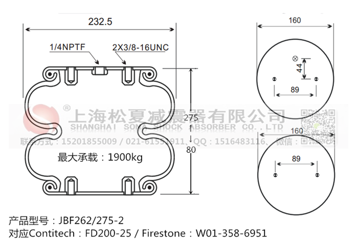 JBF262/275-2橡膠<a href='http://m.aj7.com.cn/' target='_blank'><u>空氣彈簧</u></a>