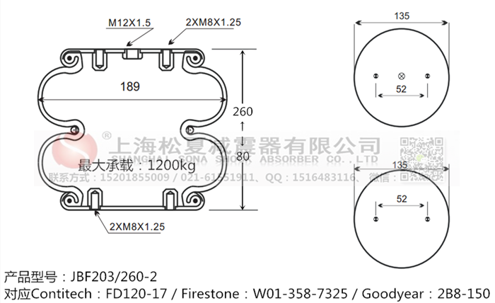 JBF203/260-2橡膠<a href='http://m.aj7.com.cn/' target='_blank'><u>空氣彈簧</u></a>