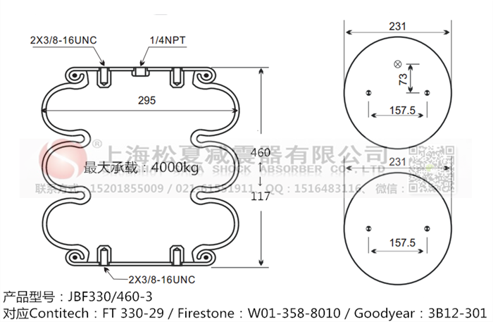 JBF330/460-3橡膠<a href='http://m.aj7.com.cn/' target='_blank'><u>空氣彈簧</u></a>